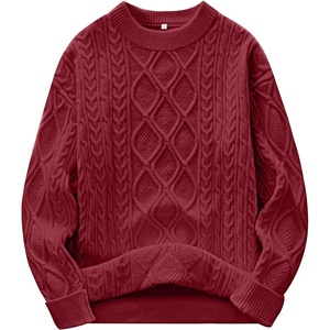image:imageANRABESS Women Oversized Chunky Cable Knitted Vintage Sweater 2026 Fall Winter OutfitsDeep Red