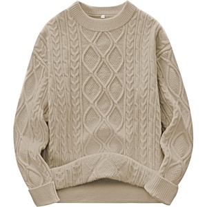 image:imageANRABESS Women Oversized Chunky Cable Knitted Vintage Sweater 2026 Fall Winter OutfitsKhaki