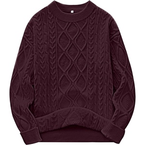 image:imageANRABESS Women Oversized Chunky Cable Knitted Vintage Sweater 2026 Fall Winter OutfitsWine Red