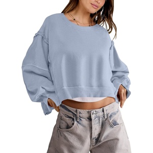 image:imageANRABESS Womens Cropped Sweatshirts Oversized Crewneck Long Sleeve Tops 2026 Spring Winter Loose Pullover Teen Girls ClothesLight Blue