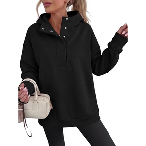 image:imageANRABESS Womens Long Sleeve Henley Oversized Hoodie  Lightweight Fleece Sweatshirt  Loose Fit Button Pullover Tops Soft Casual for Daily School Office Fall amp SpringBlack