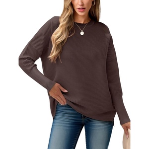 image:imageANRABESS Womens Oversized Batwing Long Sleeve Ribbed Knit Sweaters 2026 Fall OutfitsCoffee