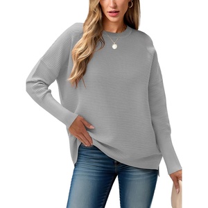 image:imageANRABESS Womens Oversized Batwing Long Sleeve Ribbed Knit Sweaters 2026 Fall OutfitsGray