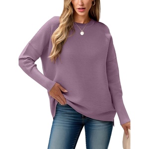 image:imageANRABESS Womens Oversized Batwing Long Sleeve Ribbed Knit Sweaters 2026 Fall OutfitsLight Purple