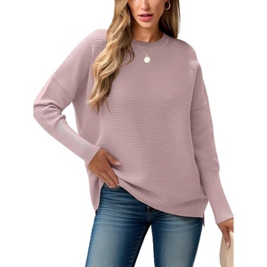 image:imageANRABESS Womens Oversized Batwing Long Sleeve Ribbed Knit Sweaters 2026 Fall OutfitsPink