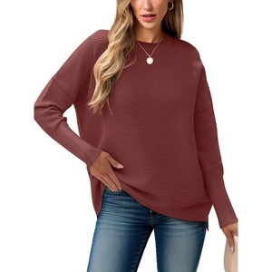 image:imageANRABESS Womens Oversized Batwing Long Sleeve Ribbed Knit Sweaters 2026 Fall OutfitsRust