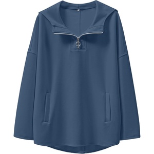 image:imageANRABESS Womens Oversized Hoodie Quarter Zip Sweatshirts 2026 Fall Winter Tunic Pullover Top Trendy Teen Girls Preppy ClothesBlue