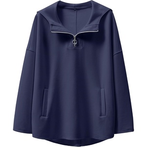 image:imageANRABESS Womens Oversized Hoodie Quarter Zip Sweatshirts 2026 Fall Winter Tunic Pullover Top Trendy Teen Girls Preppy ClothesNavy Blue