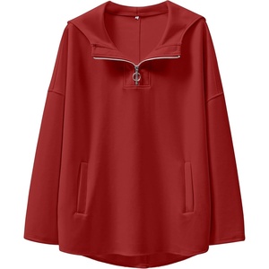 image:imageANRABESS Womens Oversized Hoodie Quarter Zip Sweatshirts 2026 Fall Winter Tunic Pullover Top Trendy Teen Girls Preppy ClothesRed