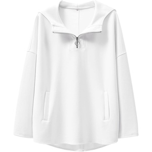 image:imageANRABESS Womens Oversized Hoodie Quarter Zip Sweatshirts 2026 Fall Winter Tunic Pullover Top Trendy Teen Girls Preppy ClothesWhite