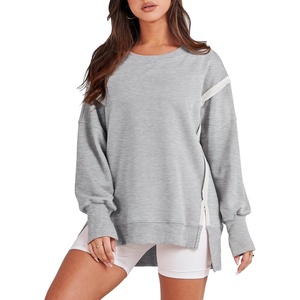image:imageANRABESS Womens Oversized Sweatshirts Crew Neck Long Sleeve Shirts Casual Loose Slit 2026 Fall Outfits Y2K Teen Girls ClothesGray