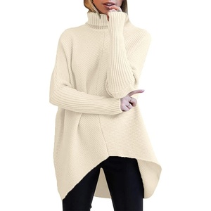 image:imageANRABESS Womens Oversized Turtleneck Batwing Long Sleeve Casual Cozy Baggy Knit Pullover Tunic Sweater 2026 Fall OutfitsApricot