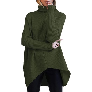 image:imageANRABESS Womens Oversized Turtleneck Batwing Long Sleeve Casual Cozy Baggy Knit Pullover Tunic Sweater 2026 Fall OutfitsDark Green