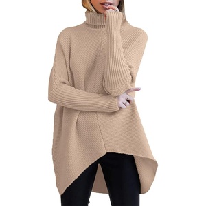 image:imageANRABESS Womens Oversized Turtleneck Batwing Long Sleeve Casual Cozy Baggy Knit Pullover Tunic Sweater 2026 Fall OutfitsDeep Apricot