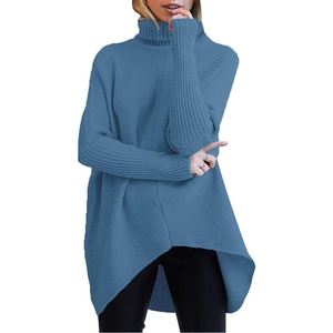 image:imageANRABESS Womens Oversized Turtleneck Batwing Long Sleeve Casual Cozy Baggy Knit Pullover Tunic Sweater 2026 Fall OutfitsDenim Blue