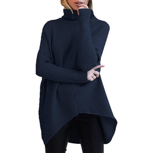 image:imageANRABESS Womens Oversized Turtleneck Batwing Long Sleeve Casual Cozy Baggy Knit Pullover Tunic Sweater 2026 Fall OutfitsNavy Blue
