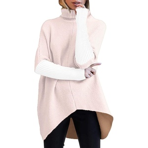 image:imageANRABESS Womens Oversized Turtleneck Batwing Long Sleeve Casual Cozy Baggy Knit Pullover Tunic Sweater 2026 Fall OutfitsPink White