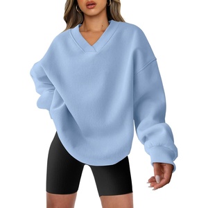 image:imageANRABESS Womens Oversized V Neck Sweatshirt Fleece Long Sleeve Hoodies Pullover Comfy Top 2026 Outfits Teen Preppy ClothesLight Blue
