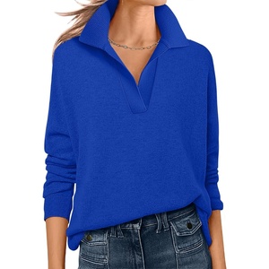 image:imageANRABESS Womens Polo V Neck Long Sleeve Sweaters Lightweight Dressy Casual Business Basic Knit Pullover Top 2026 Fall Outfits Royal Blue XSmall