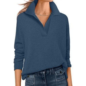 image:imageANRABESS Womens Polo V Neck Long Sleeve Sweaters Lightweight Dressy Casual Business Basic Knit Pullover Top 2026 Fall OutfitsDeep Blue