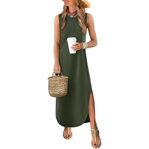 image:imageANRABESS Womens Summer Soft Maxi Dress with Pockets  Sleeveless Lightweight Loose Fit SundressComfy SmoothBeach Vacation ClothesBusiness Casual OutfitsTravel AllDay WearArmy Green