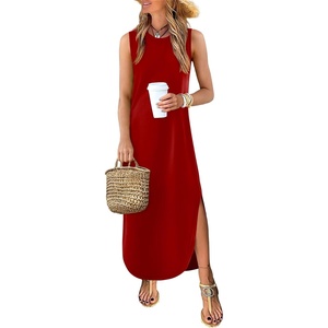 image:imageANRABESS Womens Summer Soft Maxi Dress with Pockets  Sleeveless Lightweight Loose Fit SundressComfy SmoothBeach Vacation ClothesBusiness Casual OutfitsTravel AllDay WearRed