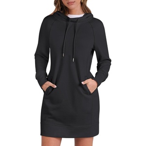 image:imageANRABESS Womens Sweatshirt Dress Long Sleeve Hoodies Mini Dresses Fleece Casual Hoodie with Pockets 2026 Fall FashionBlack
