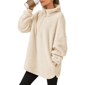image:imageANRABESS Womens Sweatshirt Sherpa Fuzzy Fleece Zip Up Hoodies Cozy Pullover Soft Sweaters Tops 2026 Fall Trendy ClothesApricot