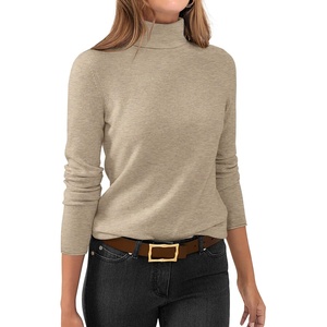 image:imageANRABESS Womens Turtleneck Long Sleeve Sweater Tops Casual Soft Knit Fit Lightweight Basic Pullover 2026 Fall Work OutfitsAlmond