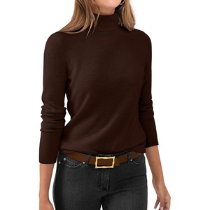 image:imageANRABESS Womens Turtleneck Long Sleeve Sweater Tops Casual Soft Knit Fit Lightweight Basic Pullover 2026 Fall Work OutfitsDark Brown