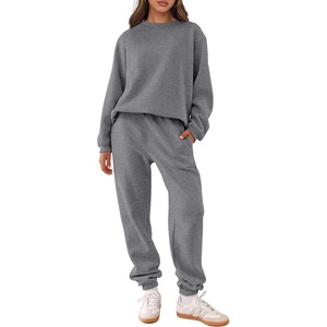 image:imageANRABESS Womens Two Piece Outfits Sweatsuit Lounge Set Long Sleeve Crewneck Sweatshirt Jogger Pants Tracksuit 2026 Fall SetsDeep Grey