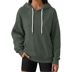 image:imageANRABESS Womens Waffle Knit Hoodie Loose Fit Sweatshirts  Soft Comfy Lightweight Drawstring Pullover Tops with Pocket Travel amp Casual Wear Cute Trendy Clothes Fall Winter OutfitsArmy Green
