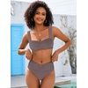 image:imageANRABESS Bathing Suit for Women Tummy Control Bikini Set 2026 Beach Front Ruched Mid Waist Swimsuit with Adjustable StrapsCoffee