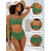 image:imageANRABESS Bathing Suit for Women Tummy Control Bikini Set 2026 Beach Front Ruched Mid Waist Swimsuit with Adjustable StrapsGreen