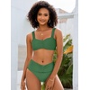 image:imageANRABESS Bathing Suit for Women Tummy Control Bikini Set 2026 Beach Front Ruched Mid Waist Swimsuit with Adjustable StrapsGreen