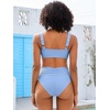 image:imageANRABESS Bathing Suit for Women Tummy Control Bikini Set 2026 Beach Front Ruched Mid Waist Swimsuit with Adjustable StrapsLight Blue