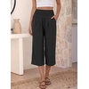 image:imageANRABESS Capri Pants for Women Smocked High Waisted Wide Leg Loose Flowy Cropped Palazzo Trousers Summer Casual Lounge BeachBlack