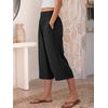image:imageANRABESS Capri Pants for Women Smocked High Waisted Wide Leg Loose Flowy Cropped Palazzo Trousers Summer Casual Lounge BeachBlack