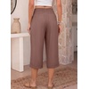 image:imageANRABESS Capri Pants for Women Smocked High Waisted Wide Leg Loose Flowy Cropped Palazzo Trousers Summer Casual Lounge BeachBrown