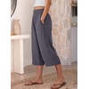 image:imageANRABESS Capri Pants for Women Smocked High Waisted Wide Leg Loose Flowy Cropped Palazzo Trousers Summer Casual Lounge BeachDark Gray
