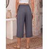 image:imageANRABESS Capri Pants for Women Smocked High Waisted Wide Leg Loose Flowy Cropped Palazzo Trousers Summer Casual Lounge BeachDark Gray