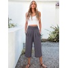 image:imageANRABESS Capri Pants for Women Smocked High Waisted Wide Leg Loose Flowy Cropped Palazzo Trousers Summer Casual Lounge BeachDark Gray
