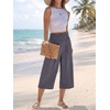 image:imageANRABESS Capri Pants for Women Smocked High Waisted Wide Leg Loose Flowy Cropped Palazzo Trousers Summer Casual Lounge BeachDark Gray