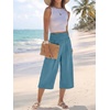 image:imageANRABESS Capri Pants for Women Smocked High Waisted Wide Leg Loose Flowy Cropped Palazzo Trousers Summer Casual Lounge BeachLake
