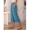 image:imageANRABESS Capri Pants for Women Smocked High Waisted Wide Leg Loose Flowy Cropped Palazzo Trousers Summer Casual Lounge BeachLake