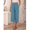 image:imageANRABESS Capri Pants for Women Smocked High Waisted Wide Leg Loose Flowy Cropped Palazzo Trousers Summer Casual Lounge BeachLake