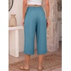 image:imageANRABESS Capri Pants for Women Smocked High Waisted Wide Leg Loose Flowy Cropped Palazzo Trousers Summer Casual Lounge BeachLake
