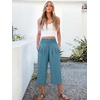 image:imageANRABESS Capri Pants for Women Smocked High Waisted Wide Leg Loose Flowy Cropped Palazzo Trousers Summer Casual Lounge BeachLake