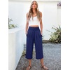 image:imageANRABESS Capri Pants for Women Smocked High Waisted Wide Leg Loose Flowy Cropped Palazzo Trousers Summer Casual Lounge BeachNavy Blue