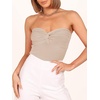 image:imageANRABESS Tube Tops for Women Strapless Twist Knot Corset Rib Knit Slim Fit Medium Stretch Sexy Tank for PartyampGoing OutApricot